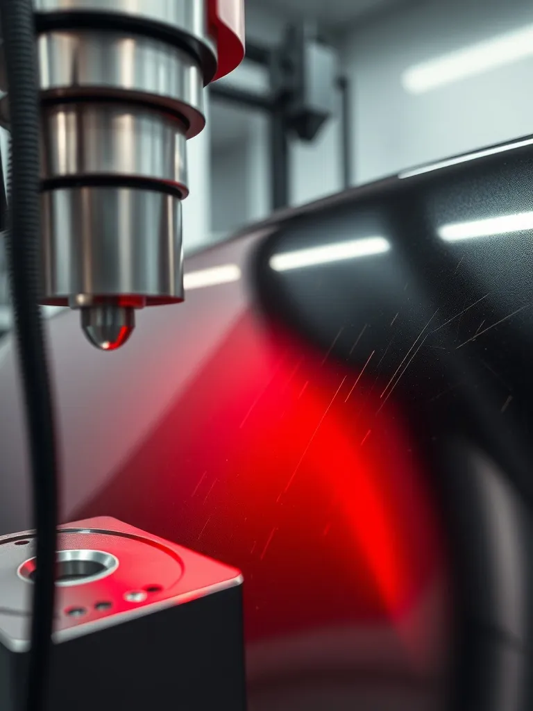 Close-up of a high-tech laboratory machine testing the scrat