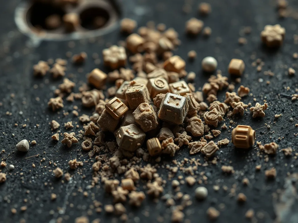 Microscopic view of metallic dust and industrial fallout on