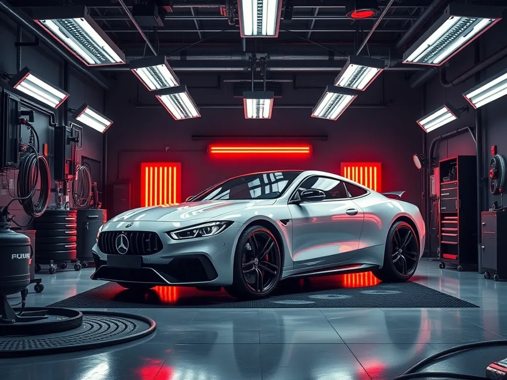 Professional automotive detailing studio with high-end equip