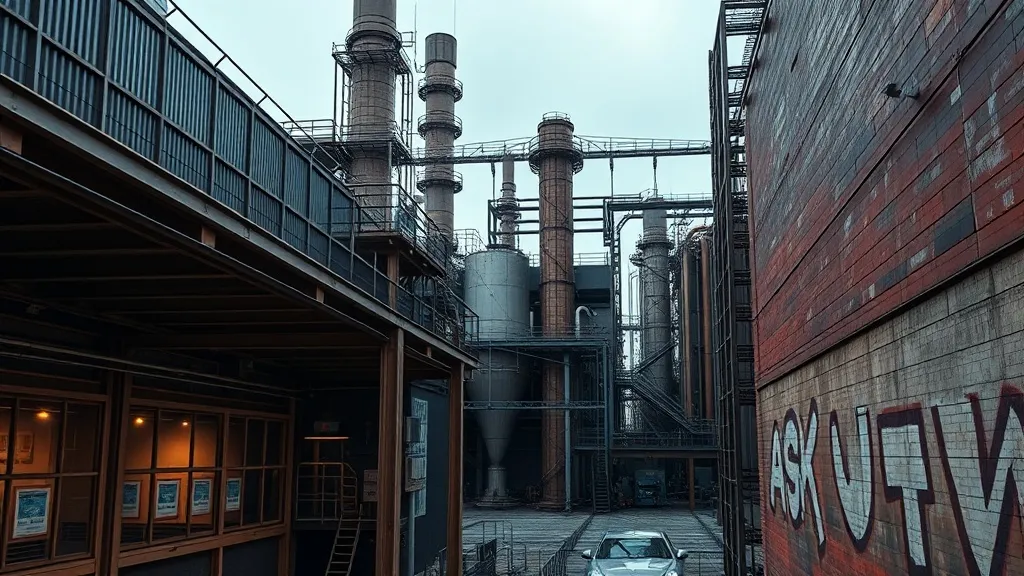 Modern urban industrial architecture of Wroclaw with dark br